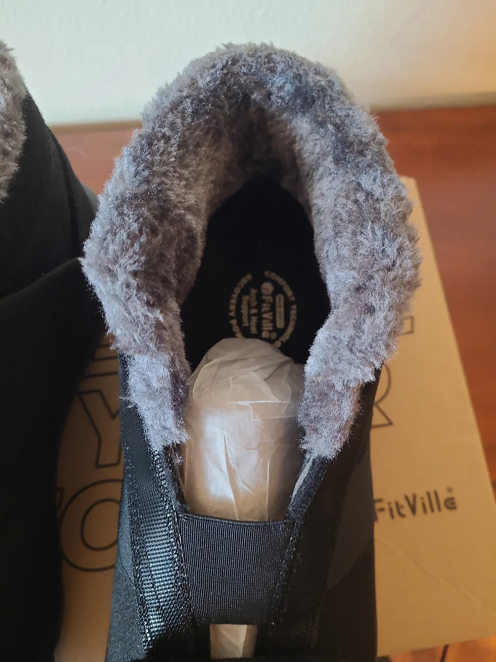 FitVille Men's Diabetic Black Winter Ankle Boots with Plush Lining